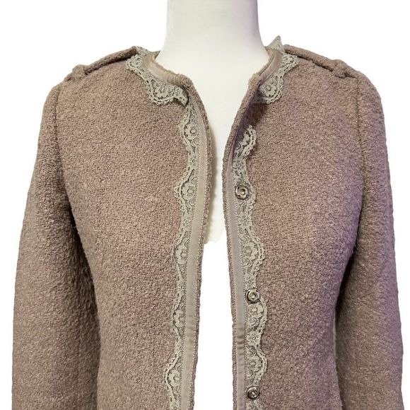 BANANA REPUBLIC Size 0 XSmall Wool Blend Military Chantelle Style Jacket Blazer - Picture 2 of 13